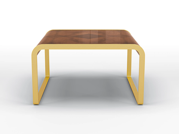 DEA - Rectangular side table in walnut and gold satin metal by BRUNO ZAMPA - view 2